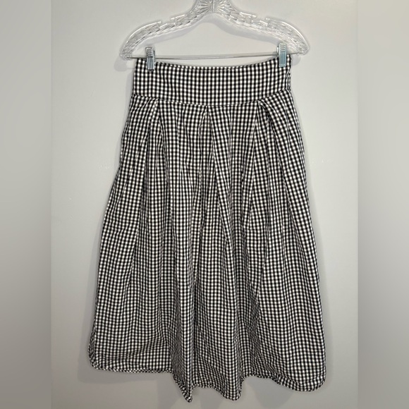 Max Studio Gingham Black White Midi Skirt Hi Low Tie Front Size 8 Lightweight - Picture 14 of 16